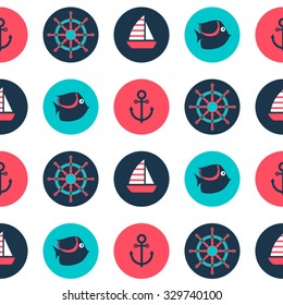 marine cartoon seamless  vector pattern