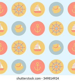 marine cartoon seamless  vector pattern