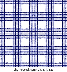Marine Chevron Vector Seamless Pattern. Blue Textile Ikat Navajo Ornament. Cobalt Carpet Elegant Print. Gloss Tribal Graphic Japan Wallpaper. African Rustic Design