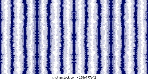 Marine Chevron Vector Seamless Pattern. Azure Abstract Striped Indian Texture. Cobalt Shibori Vintage Wallpaper. Ocean Tile Handmade Navajo Ornament. Japanese Drawing Print