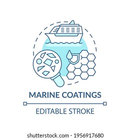 Marine coatings concept icon. Microplastics sources idea thin line illustration. Harmful effects of plastic on nature. Vector isolated outline RGB color drawing. Editable stroke