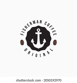 Marine coffee shop minimalist logo vector illustration design.