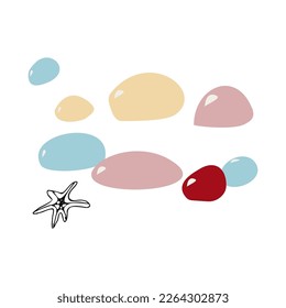  Marine coloring doodle with different nautical elements, sea stones