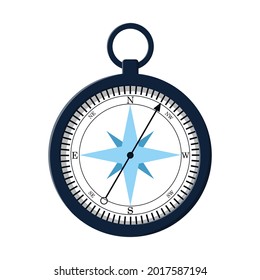 Marine compass on a white isolated background. Color vector illustration of a flat style.
