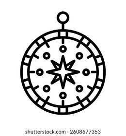 Marine Compass Vector Line Icon Design