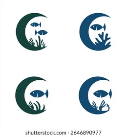 Marine Conservation icon, Coral Reef, Seagrass and Ocean Life Protection Symbol, Underwater Ecosystem Protection icon, Ocean and reef protection campaigns