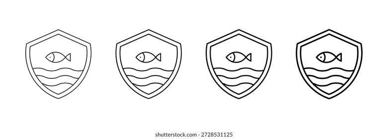 Marine Conservation Icons Vector Set In Different Stroke Line Style