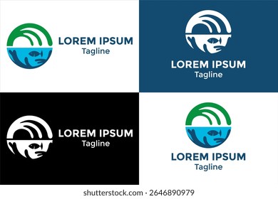 Marine Conservation Logo, Coral Reef, Seagrass and Ocean Life Protection Symbol, Underwater Ecosystem Protection Logo, Ocean and reef protection campaigns