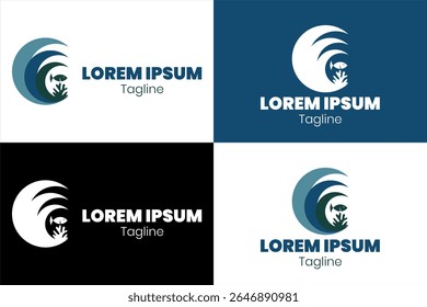 Marine Conservation Logo, Coral Reef, Seagrass and Ocean Life Protection Symbol, Underwater Ecosystem Protection Logo, Ocean and reef protection campaigns
