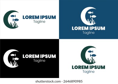 Marine Conservation Logo, Coral Reef, Seagrass and Ocean Life Protection Symbol, Underwater Ecosystem Protection Logo, Ocean and reef protection campaigns