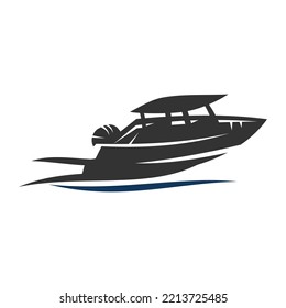 Marine console fishing boats logo Icon Illustration Brand Identity