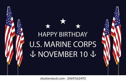 Marine Corps Pride with a Festive Birthday Flag Text design