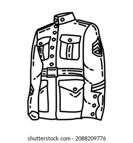 Marine Corps uniform Part of Military and Marine Corps Equipments Hand Drawn Icon Set Vector