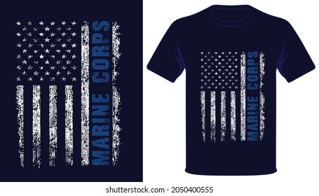 Marine corps usa grunge flag marine corps tshirt design