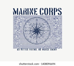 Marine Corps White slogan for T-shirt printing design and various jobs, typography, vector. - Vektör