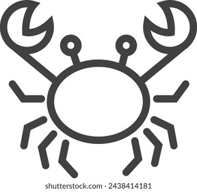 Marine crab line icon. Seafood symbol. Underwater fauna