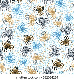 marine crabs seamless pattern