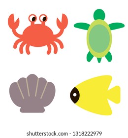 marine creatures color illustration. Icon, graphic symbol, part of image design underwater marine related items