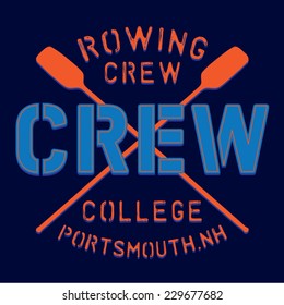 Marine crew typography, t-shirt graphics, vectors