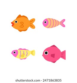 Marine day, fish cartoon. Digital art illustration.