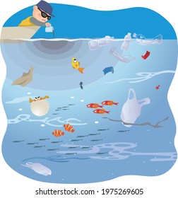Marine debris, illustrations that pollute the sea, sdgs