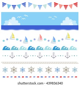 marine decorative borders, vector EPS 10 illustration
