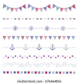 marine decorative borders, vector EPS 10 illustration