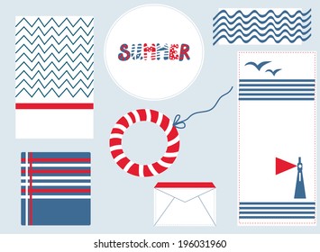 Marine design background set for summer illustrations