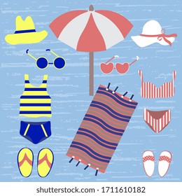 Diseño marino con elementos coloridos de una ilustración vectorial de vacaciones en la playa.