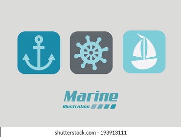 Marine design over gray background, vector illustration
