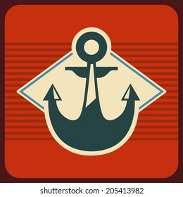 Marine design over red background, vector illustration