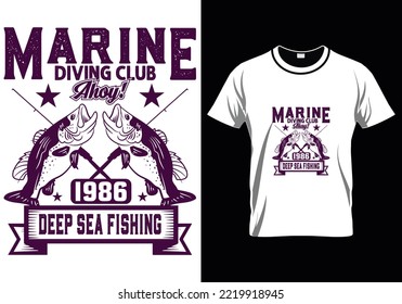 Marine Diving Club Fishing T-Shirt Design