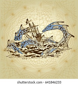 Marine dragon sinking a boat