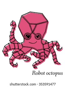 Marine Drawings. Vector Illustrations Robot Inhabitants of the Underwater World. Steampunk animal