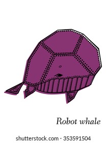 Marine Drawings. Vector Illustrations Robot Inhabitants of the Underwater World. Steampunk animal