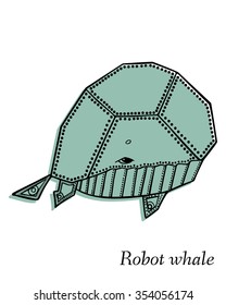 Marine Drawings. Vector Illustrations Robot Inhabitants of the Underwater World. Steampunk animal