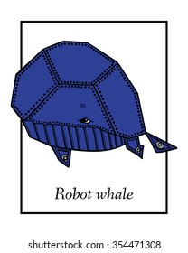 Marine Drawings. Vector Illustrations Robot Inhabitants of the Underwater World. Steampunk animal