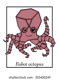 Marine Drawings. Vector Illustrations Robot Inhabitants of the Underwater World. Steampunk animal