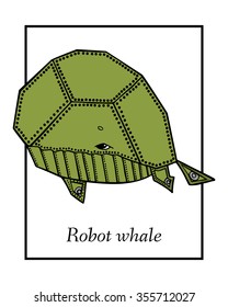 Marine Drawings. Vector Illustrations Robot Inhabitants of the Underwater World. Steampunk animal