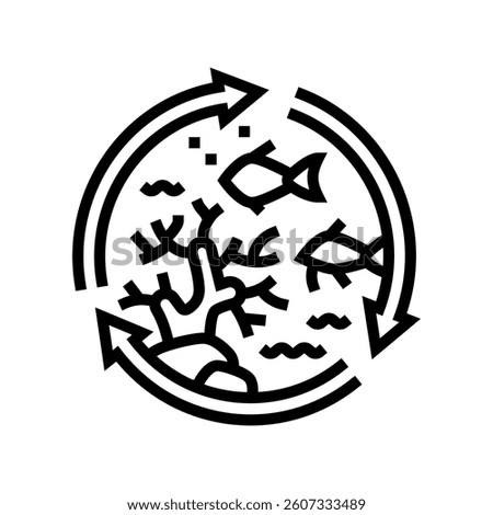 marine ecosystem world ocean line icon vector. marine ecosystem world ocean sign. isolated contour symbol black illustration