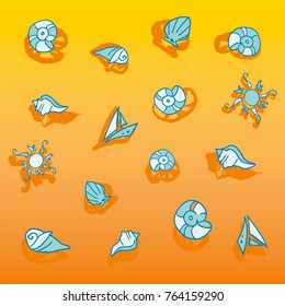 Marine elements on the sand