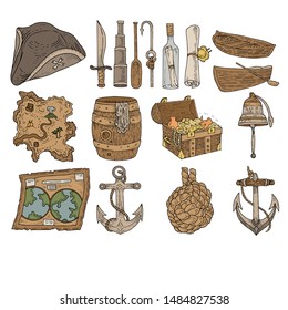 marine elements set collection icons