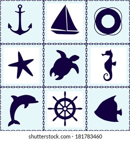 Marine elements. Vector background