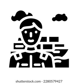 vector de icono de glifo de ingeniero marino. signo de trabajador de ingeniería marina. ilustración de símbolo aislado