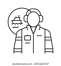 vector de icono de línea de trabajo de ingeniero marino. signo de trabajador de ingeniería marina. símbolo de contorno aislado ilustración negra