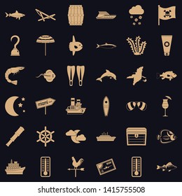 Marine environment icons set. Simple set of 36 marine environment vector icons for web for any design
