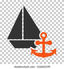 Marine EPS vector icon. Illustration style is flat iconic bicolor orange and gray symbol on chess transparent background.
