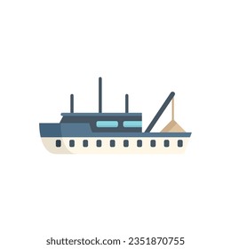 Marine fish boat icon flat vector. Fishing ship. Sea trawler isolated