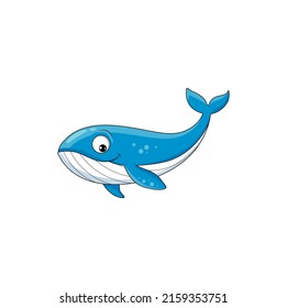 Marine fish cachalot sperm whale cartoon character isolated cute funny animated personage. Vector sperm whale underwater marine animal, large marine fish. Sea aquatic creature emoji emoticon
