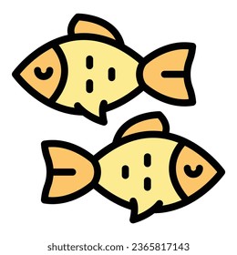Marine fish icon outline vector. Ocean food. Dry food color flat